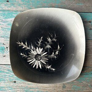 VTG Ikora Footed Dish Bowl Plate 10" Silver‎ Plated Germany EP Brass Flower